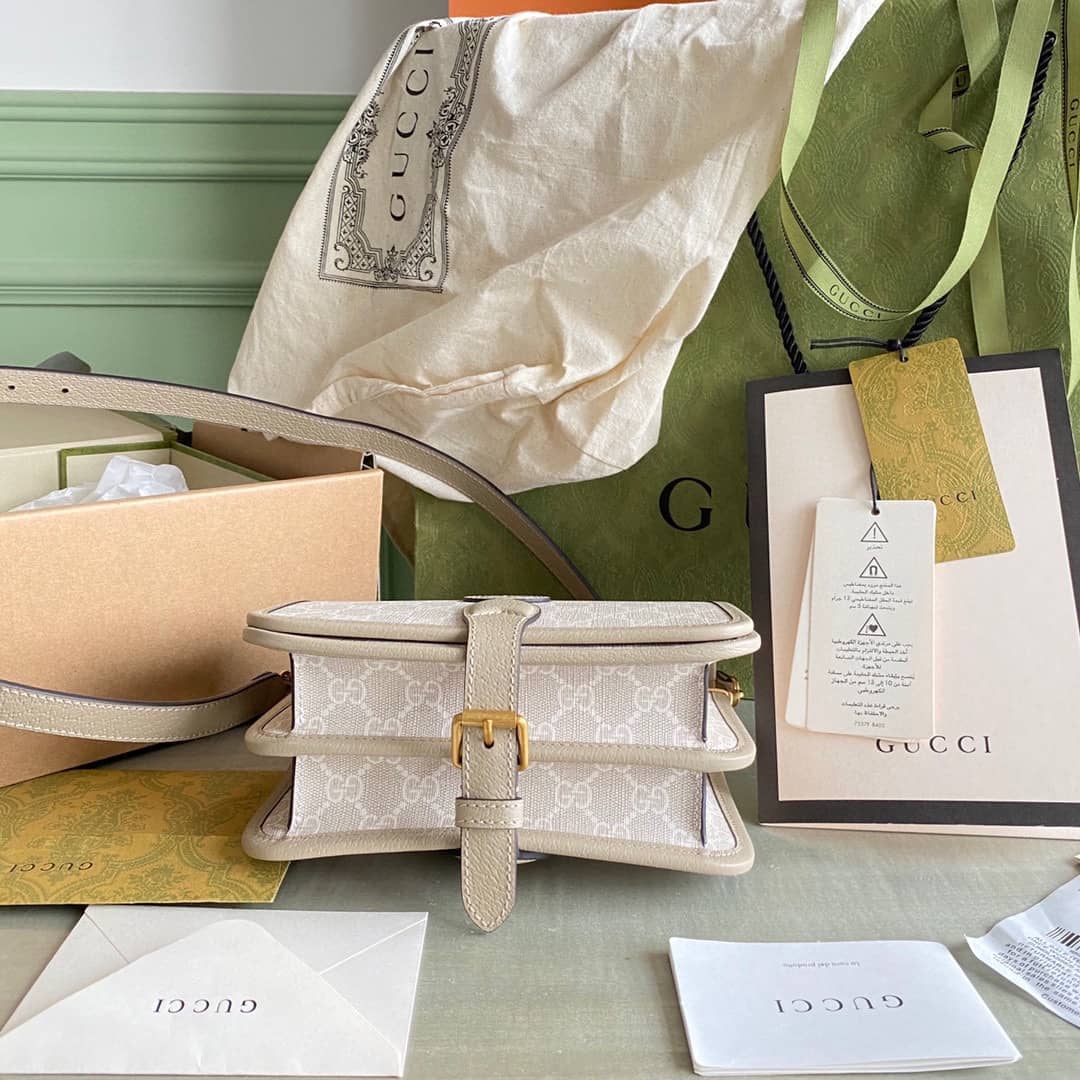 Gvc*1 Mini Shoulder Bag With Interlocking G White 671620 Replica