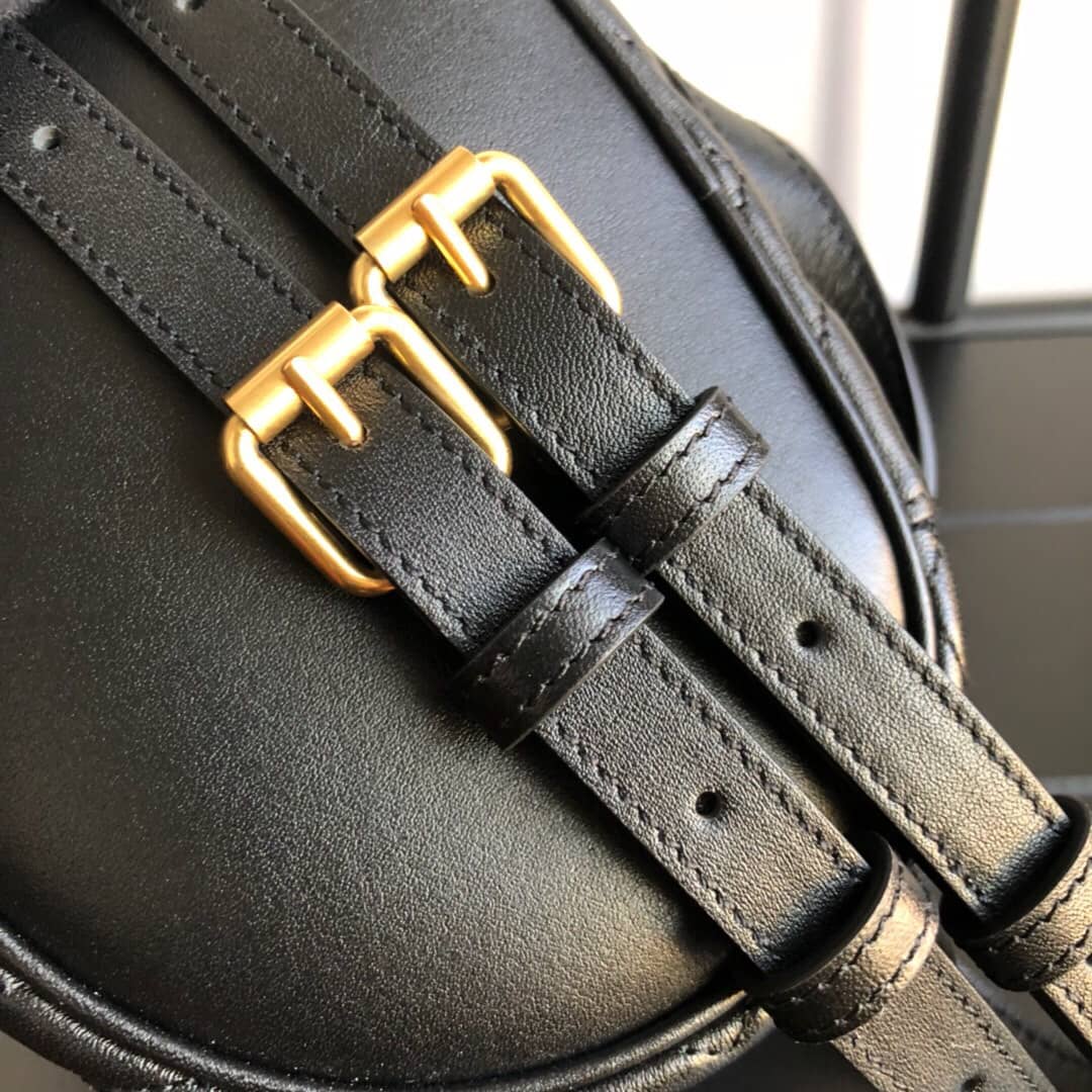 Gvc*1 GG Marmont Matelesse Mini Round Replica Backpack Black 598594