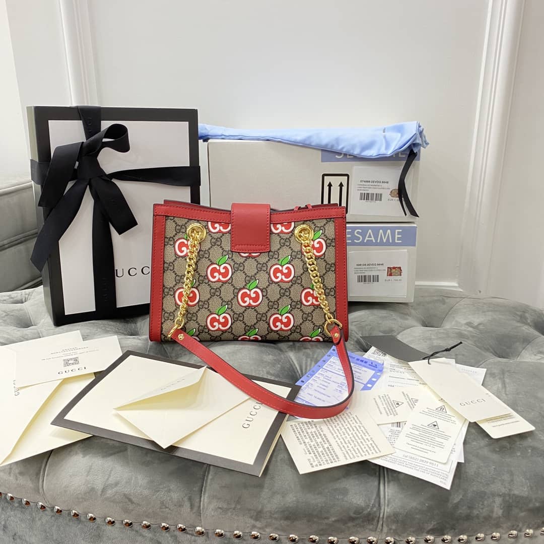 Gvc*1 Padlock Small GG Svp*me Canvas Shoulder Bag Replica Red 498156