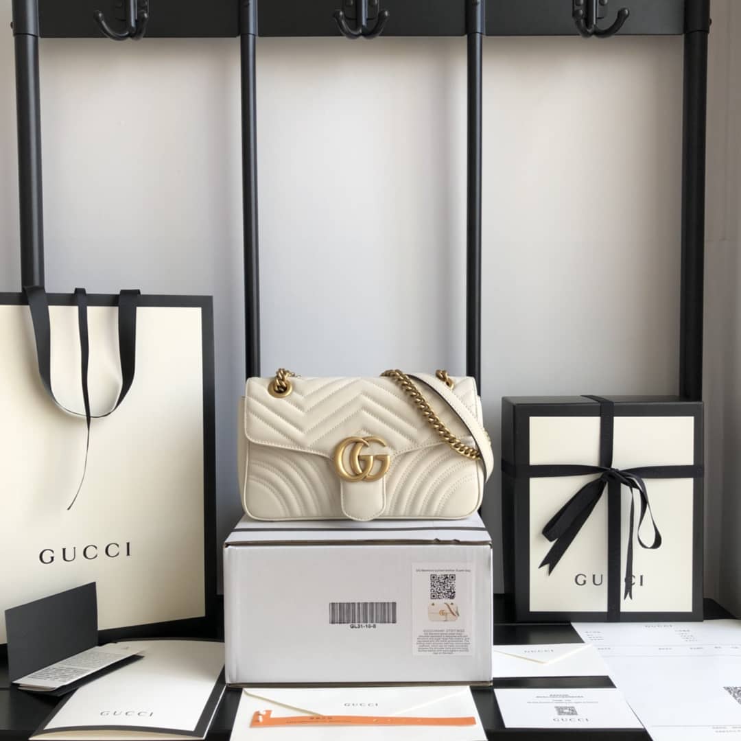 Gvc*1 GG Marmont Matelasse Shoulder Bag Replica White 443497