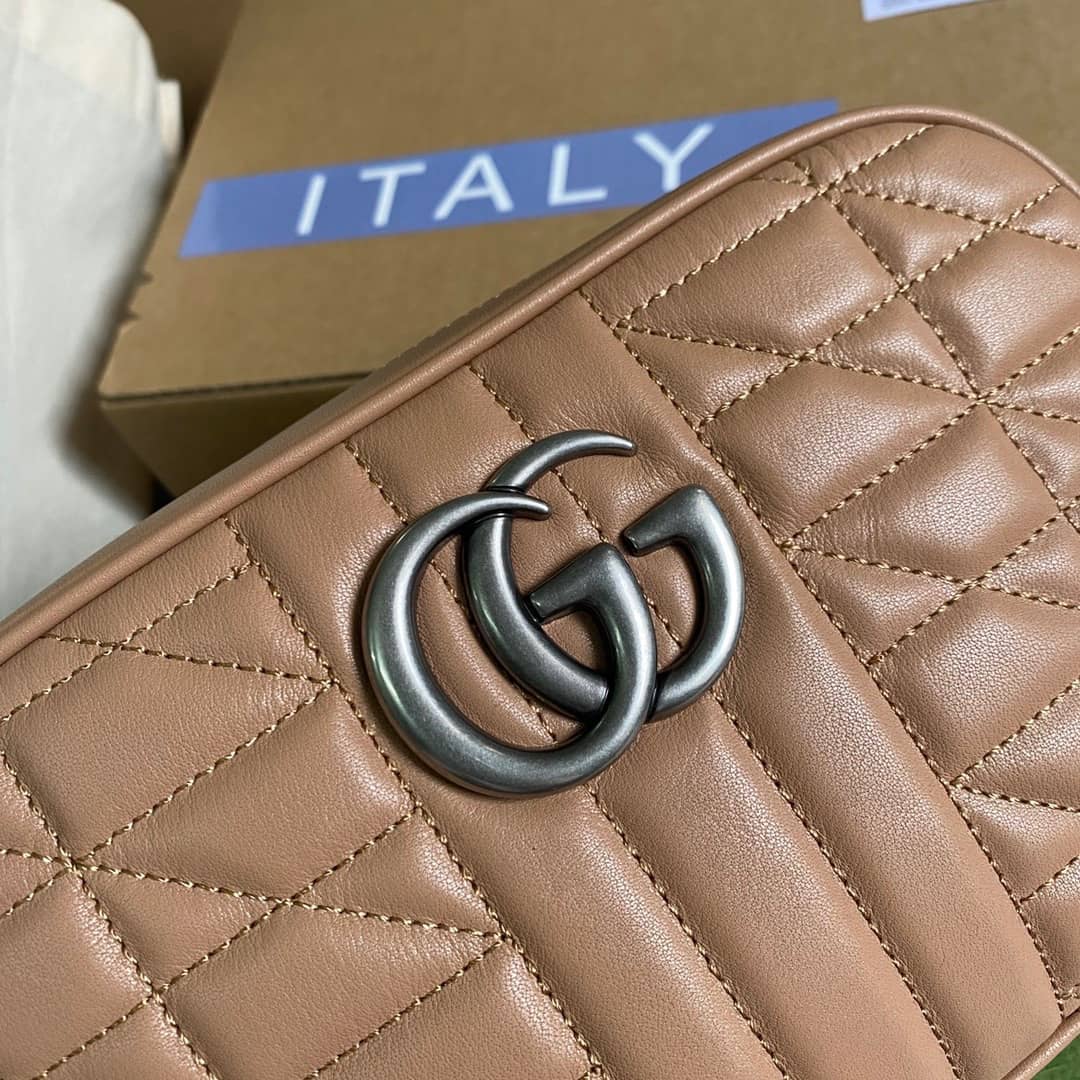 Gvc*1 GG Marmont Small Shoulder Handbag Camera Bag Replica Brown 447632