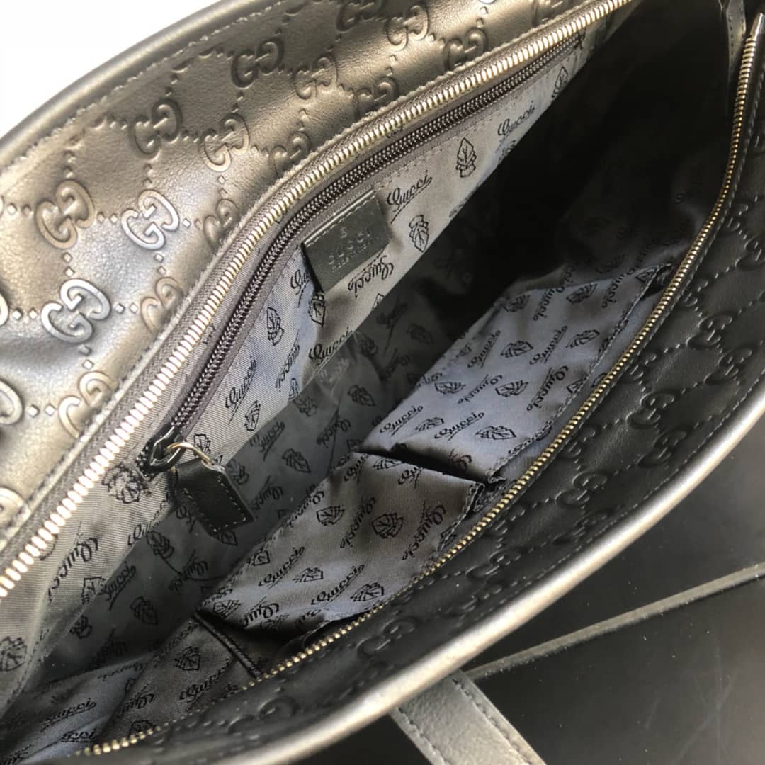 Gvc*1 GG Plus Large Zip Top PVC Replica Tote Black 211137