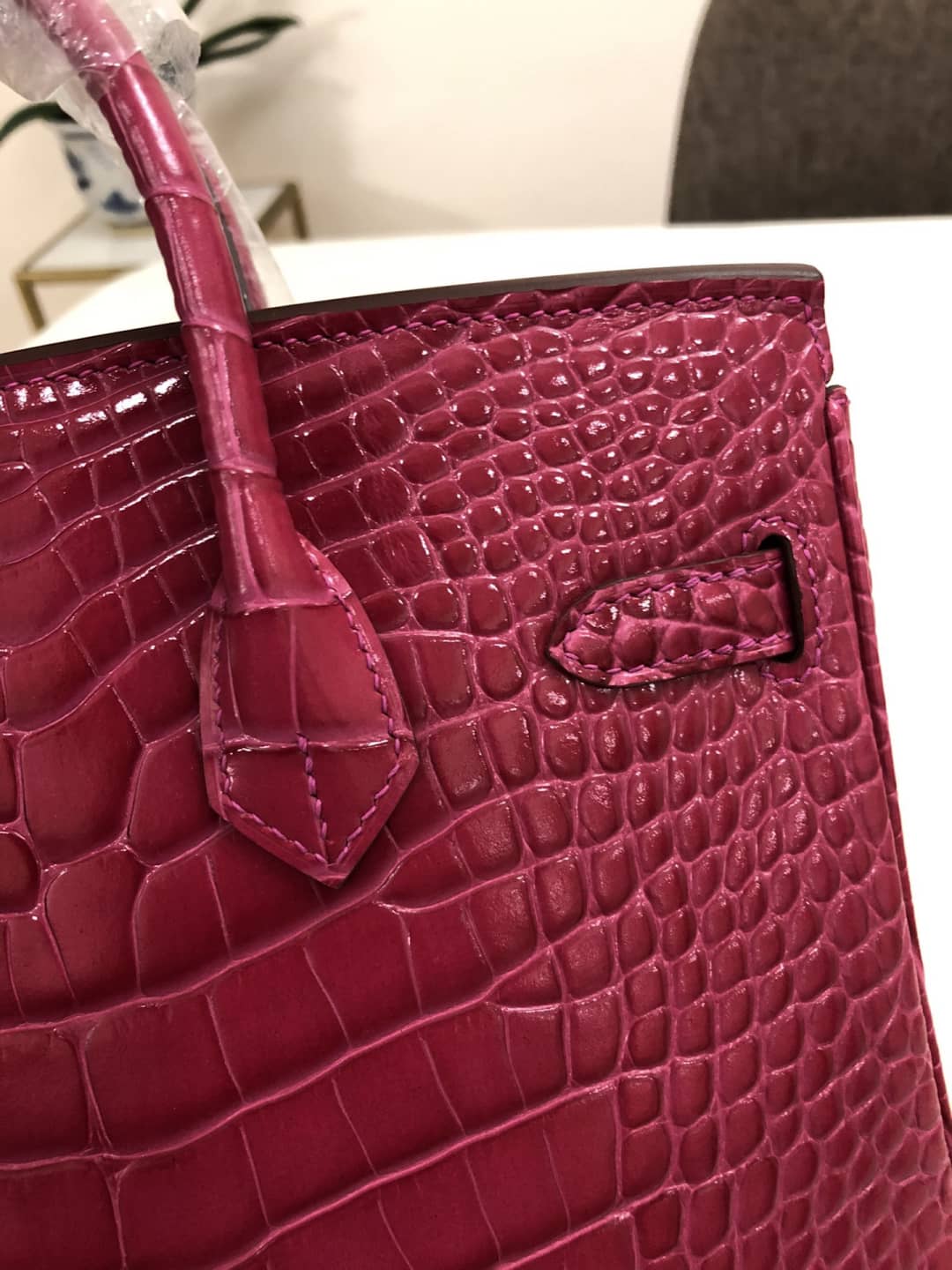 H**me5 Birkin Replica 25CM Crocodile Shiny Replica Bag