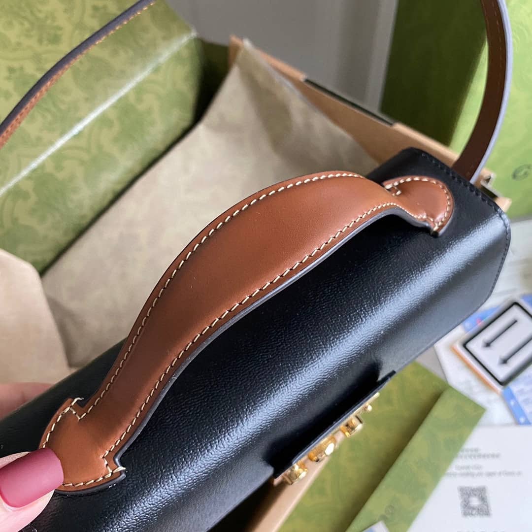 Gvc*1 GG Svp*me Canvas Padlock Mini Shoulder Bag Replica Black 652683