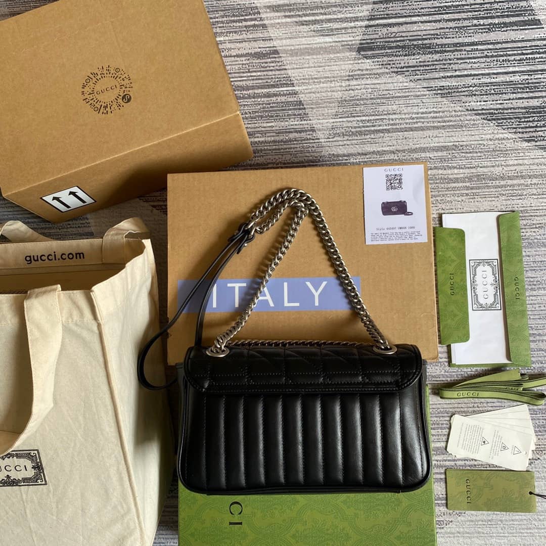 Gvc*1 GG Marmont Matelasse Shoulder Bag Replica Black 443497