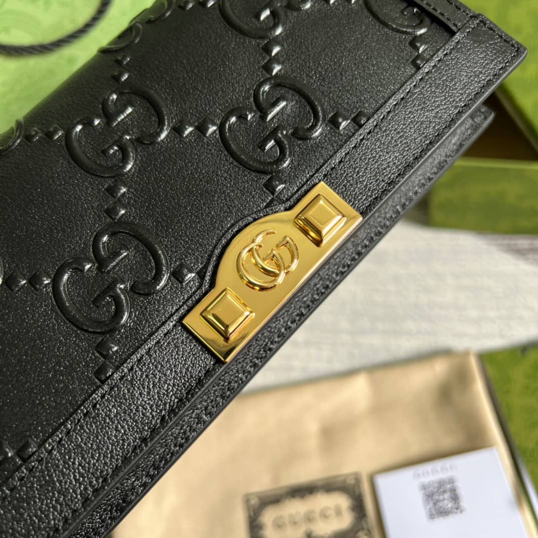 Gvc*1 GG Wallet With Chain Black 676155 Replica