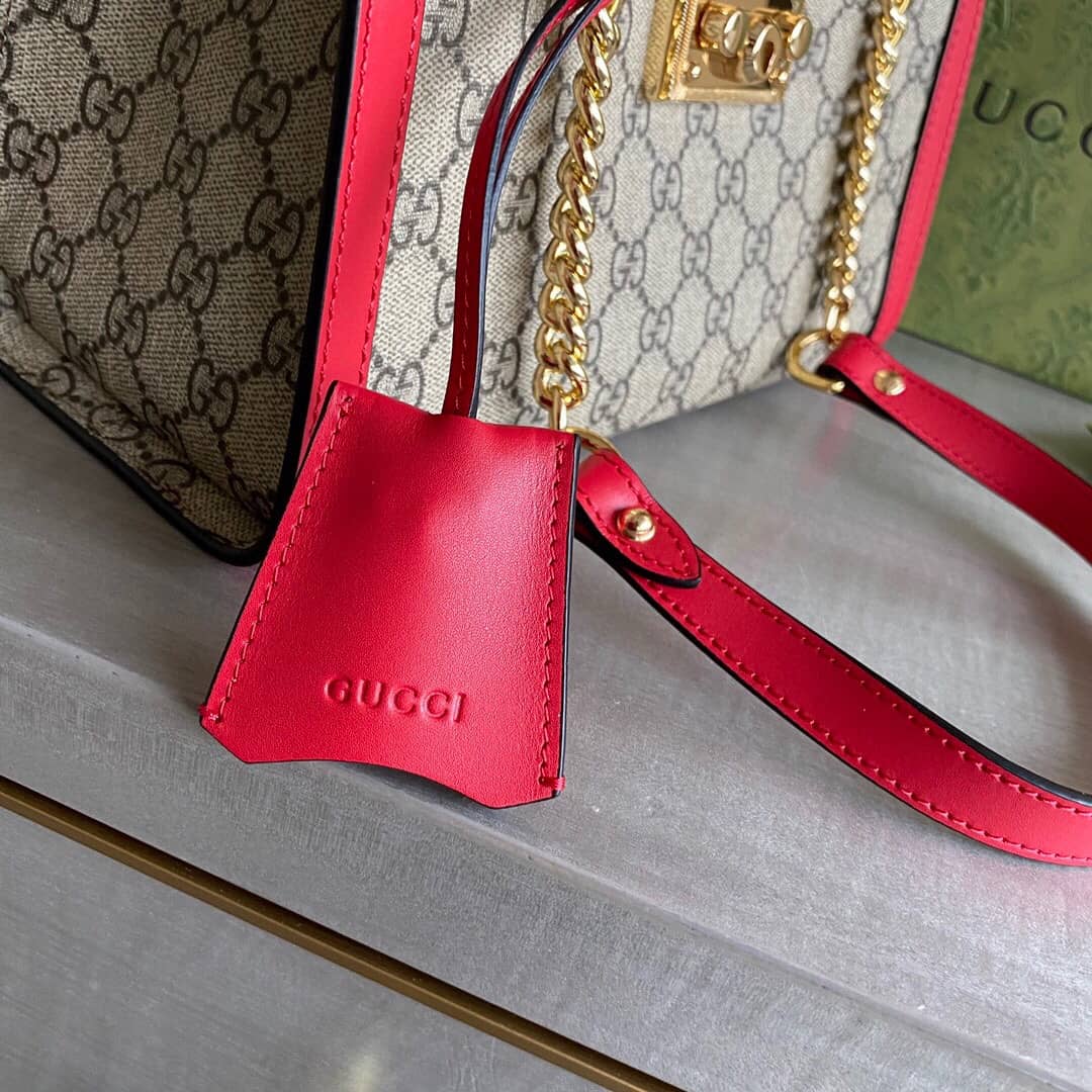 Gvc*1 Padlock Small GG Svp*me Canvas Shoulder Bag Replica Red 498156