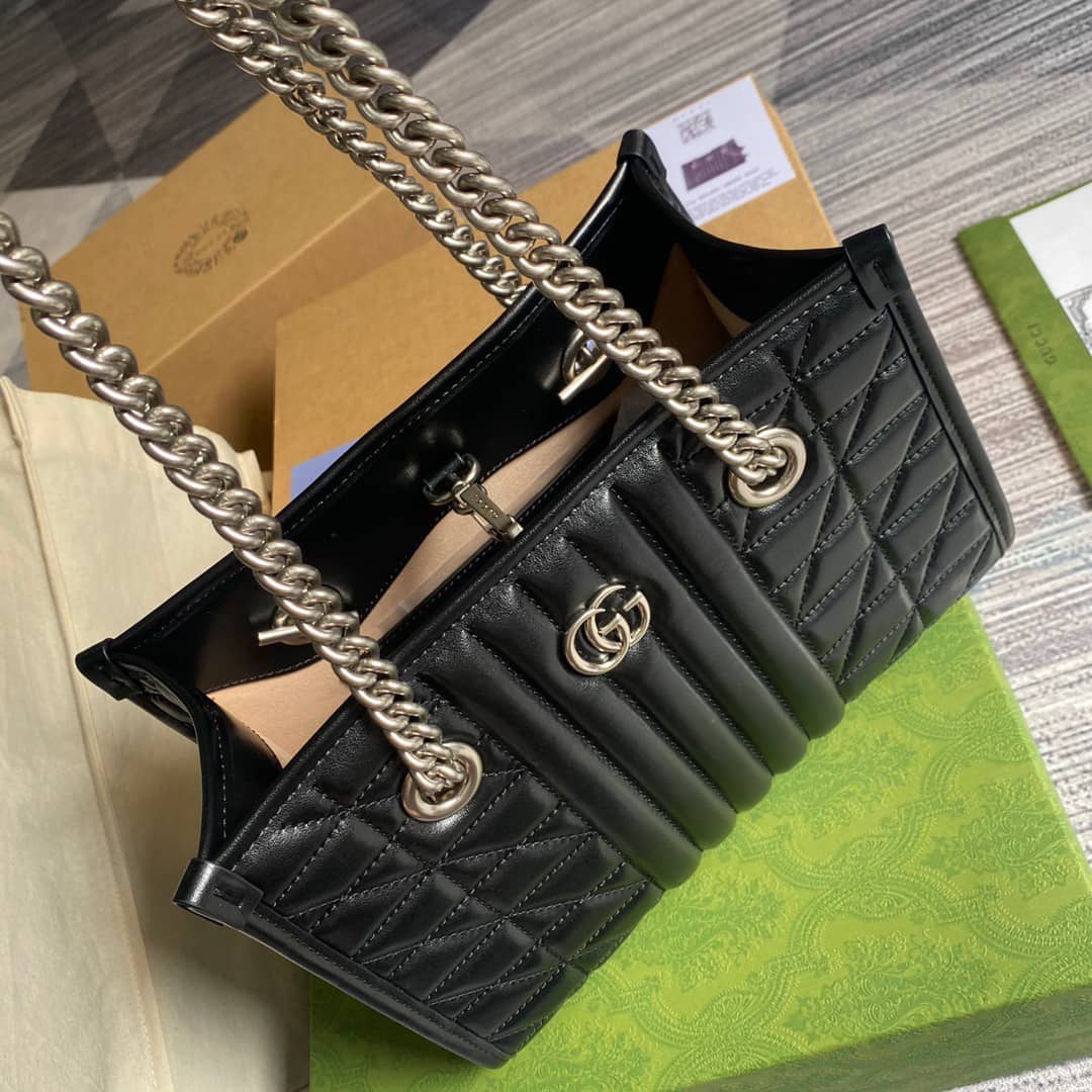 Gvc*1 GG Marmont Small Tote Bag Replica Black 681483