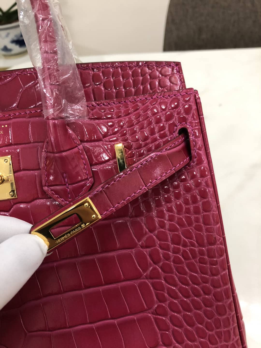 H**me5 Birkin Replica 25CM Crocodile Shiny Replica Bag