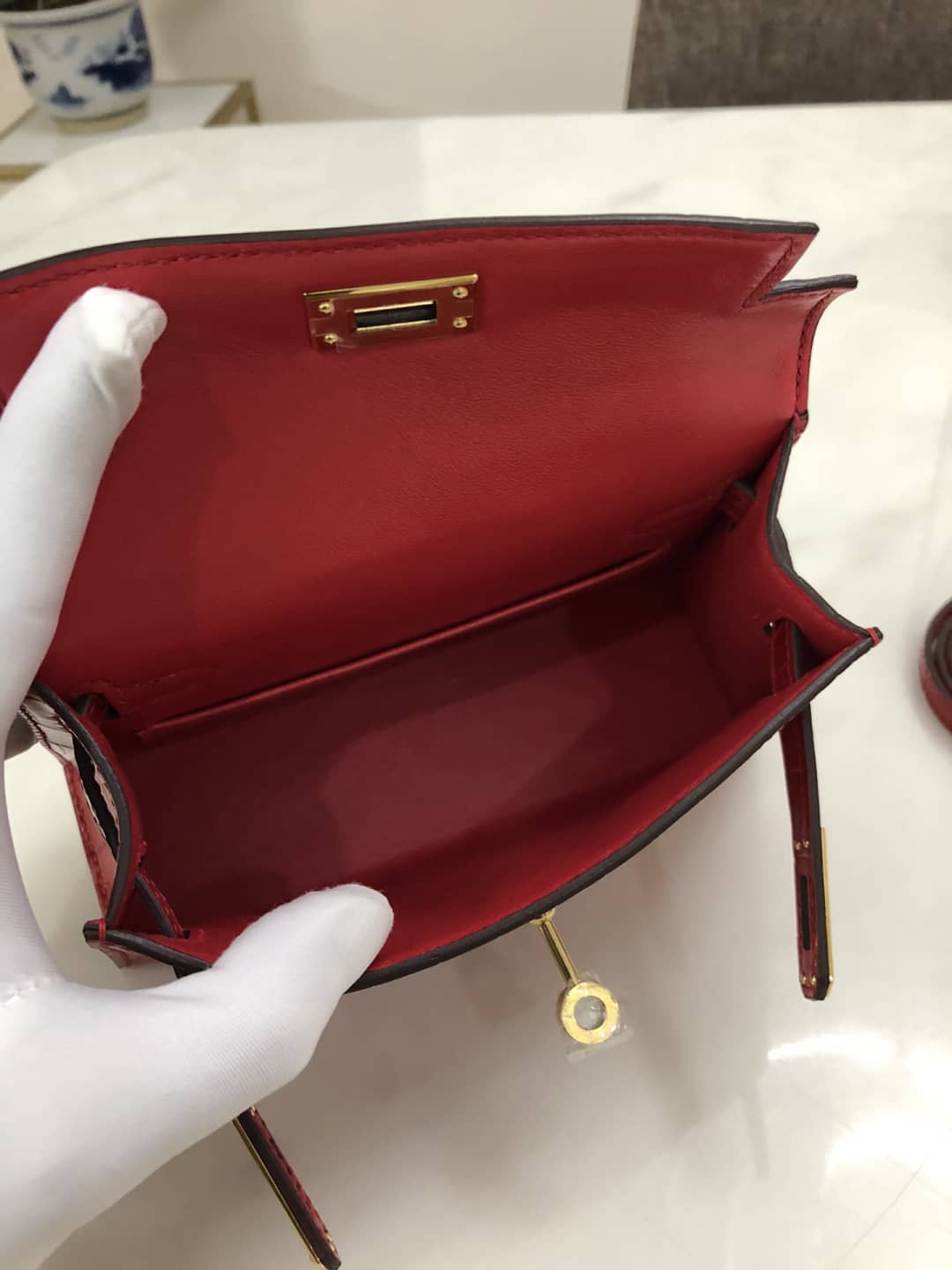 H**me5 Kelly Dupe Mini 19CM Crocodile Shiny Replica Bag