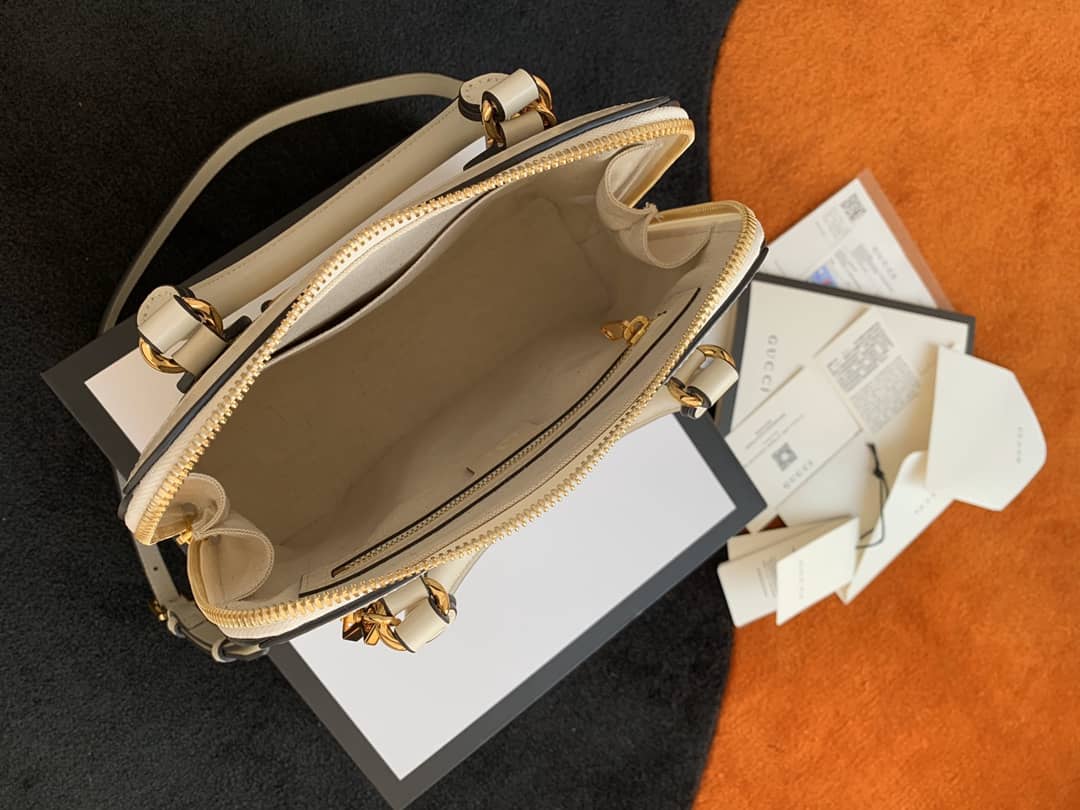 Gvc*1 Horsebit Bag Dupe 1955 Small GG Svp*me Grainy Leather Handle Bag Replica White 621220