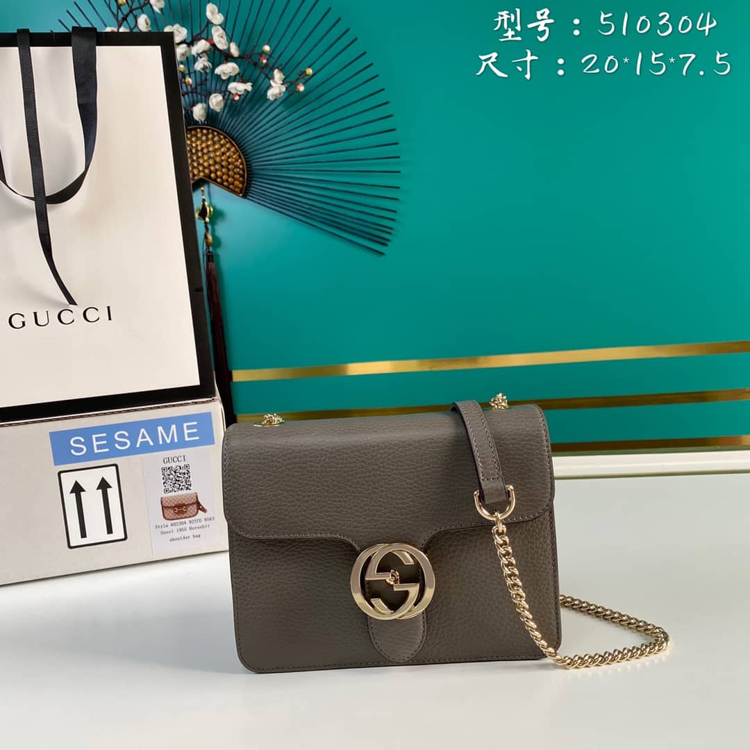 Gvc*1 Interlocking Leather Chain Crossbody Bag Replica 510304