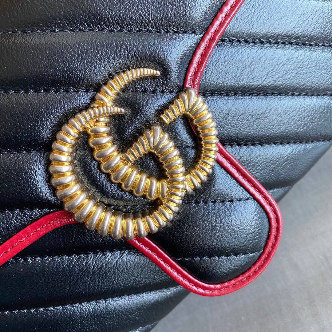 Gvc*1 GG Marmont Matelasse Shoulder Bag Replica Black 443497