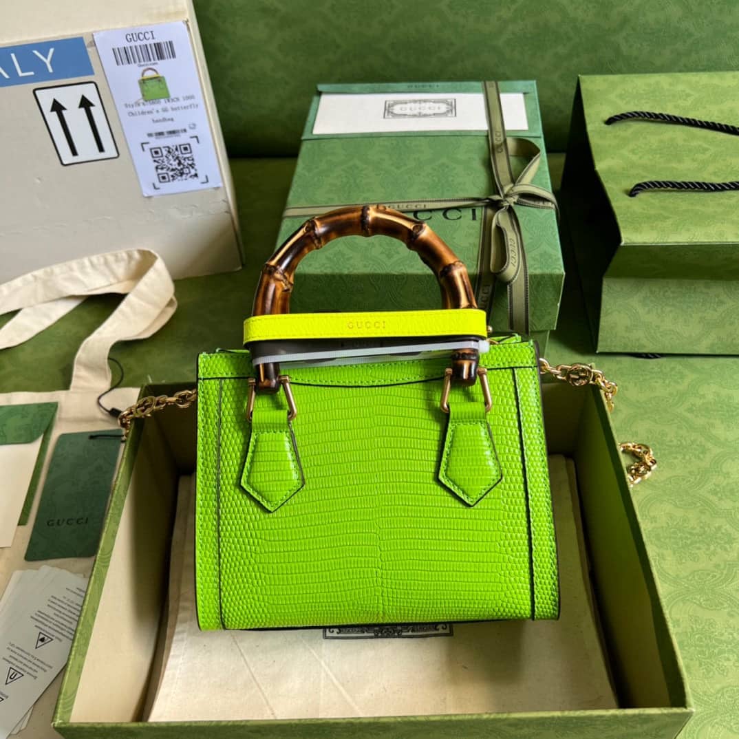 Gvc*1 Diana Lizard Mini Bag Green 675800 Replica Tote