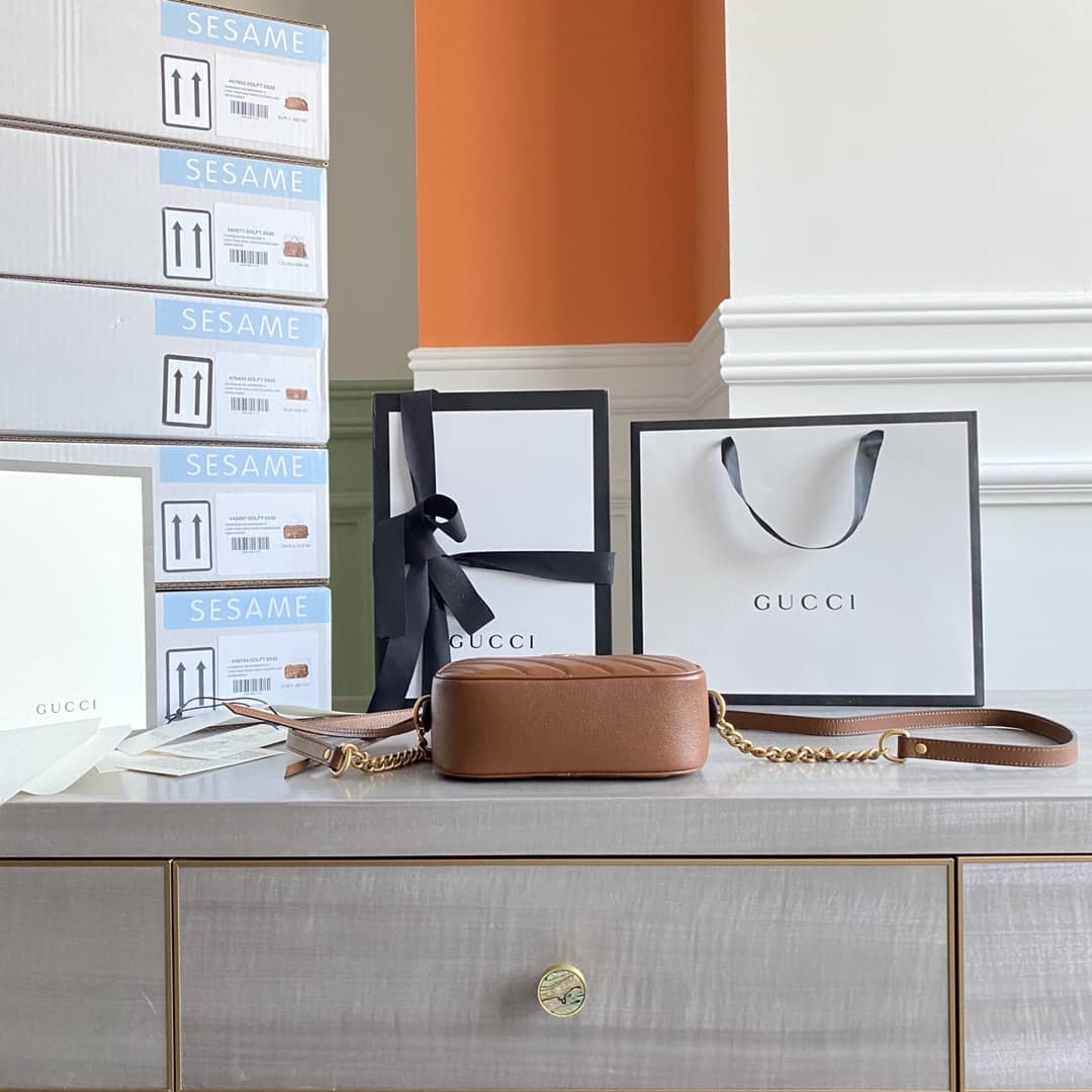 Gvc*1 GG Marmont Matelassé Mini Bag Replica Brown 448065