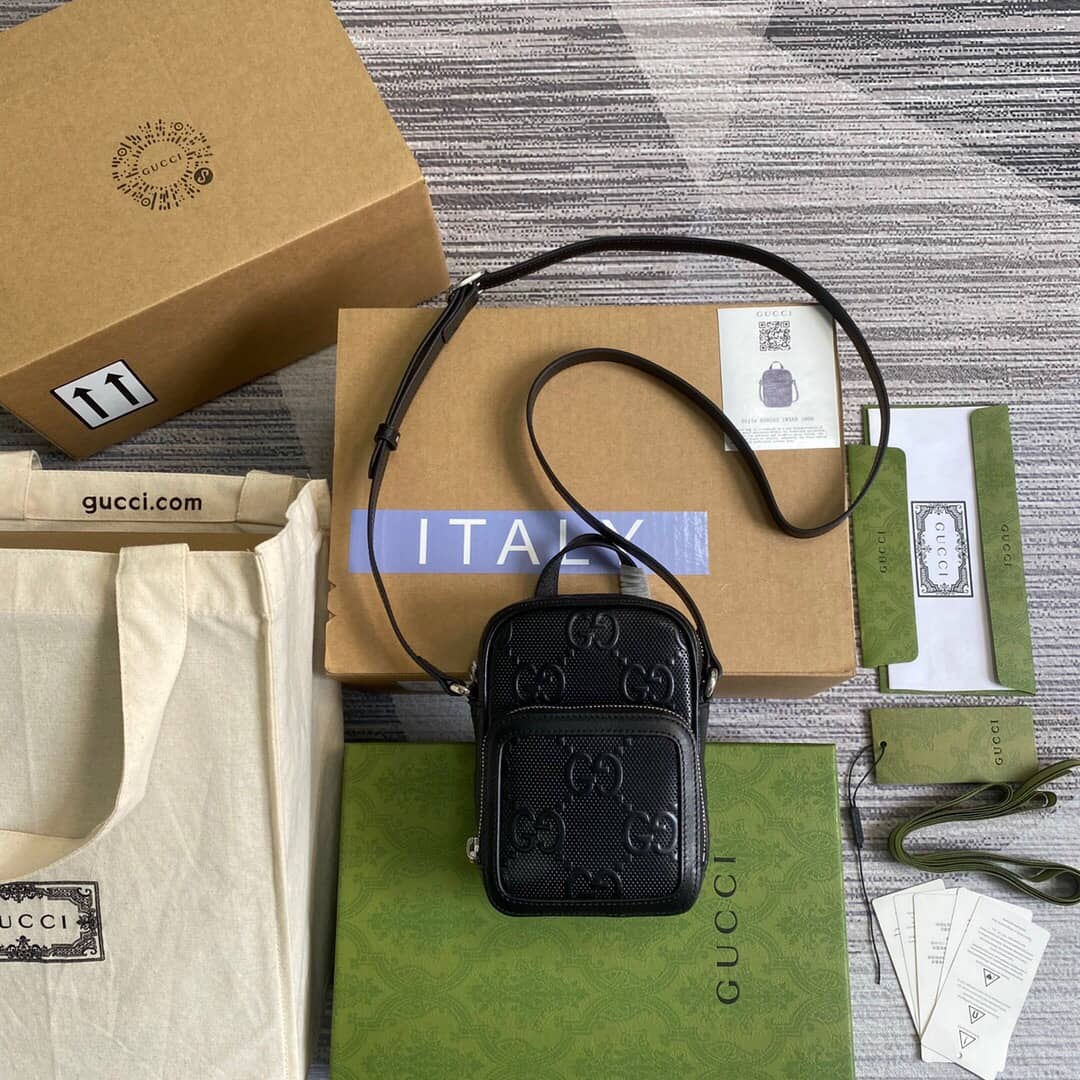 Gvc*1 GG Embossed Mini Bag Replica Black 658553