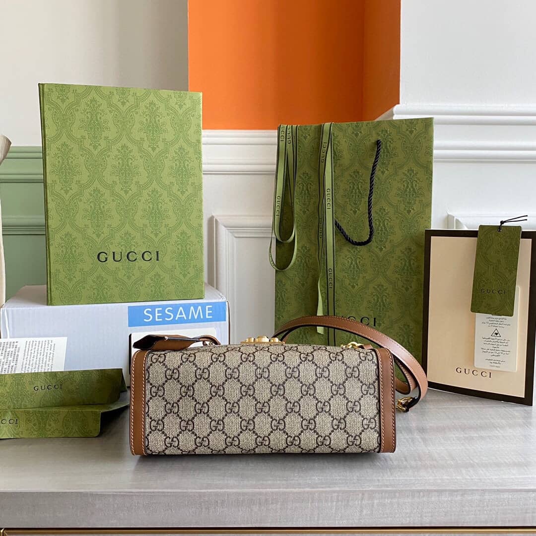 Gvc*1 Padlock Small GG Svp*me Canvas Shoulder Bag Replica Brown 498156