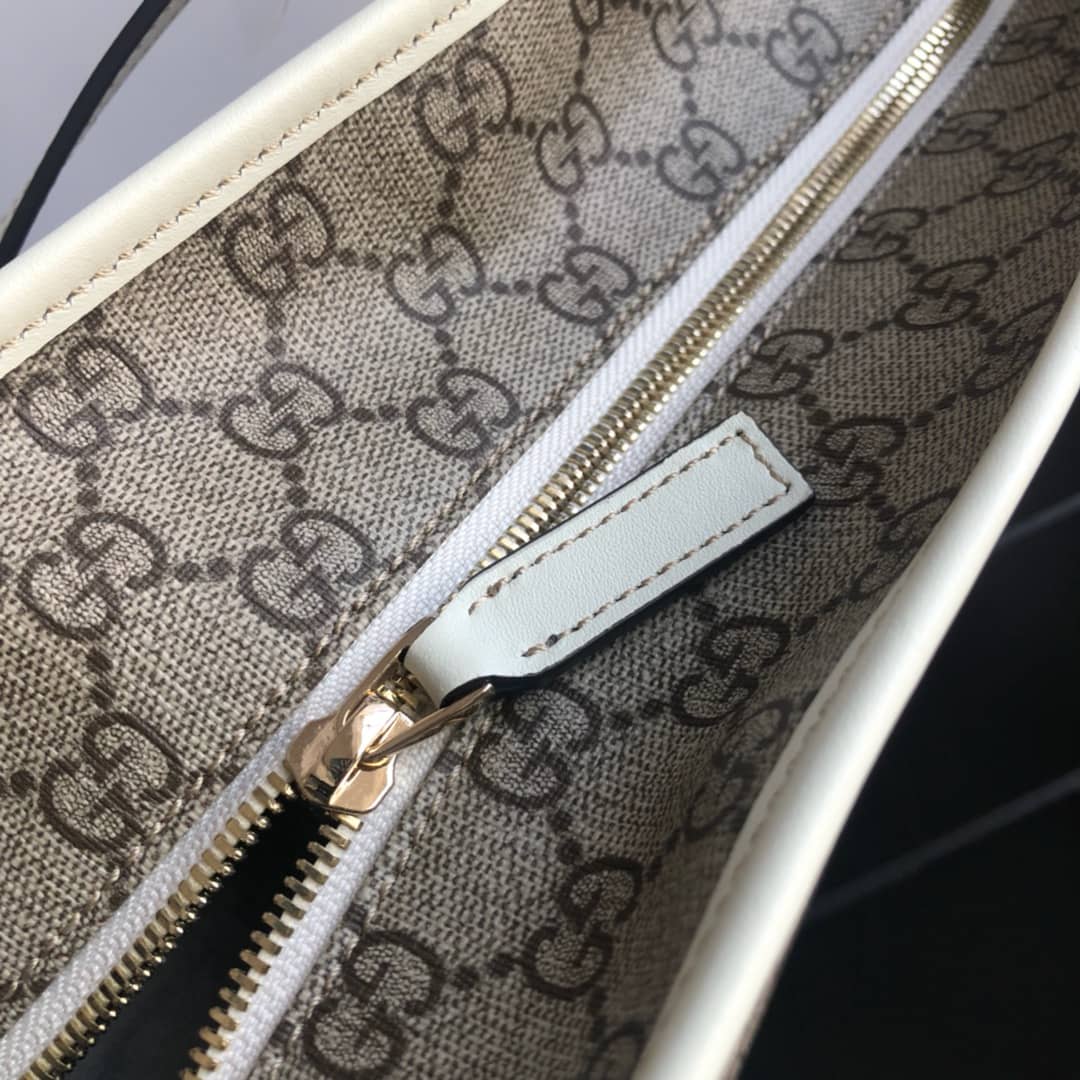 Gvc*1 GG Plus Large Zip Top PVC Replica Tote Gray White 211137