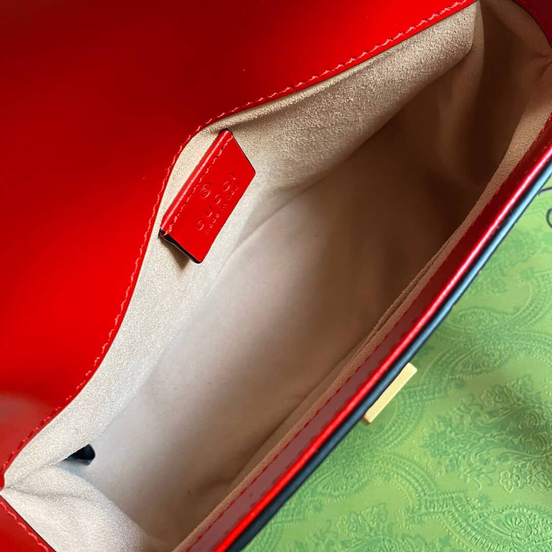 Gvc*1 GG Marmont Mini Leather Top Handle Bag Replica Red 547260