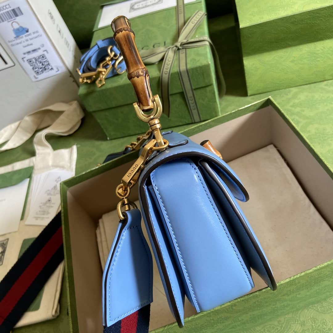 Gvc*1 Bamboo 1947 Small Top Handle Bag Blue 675797 Replica