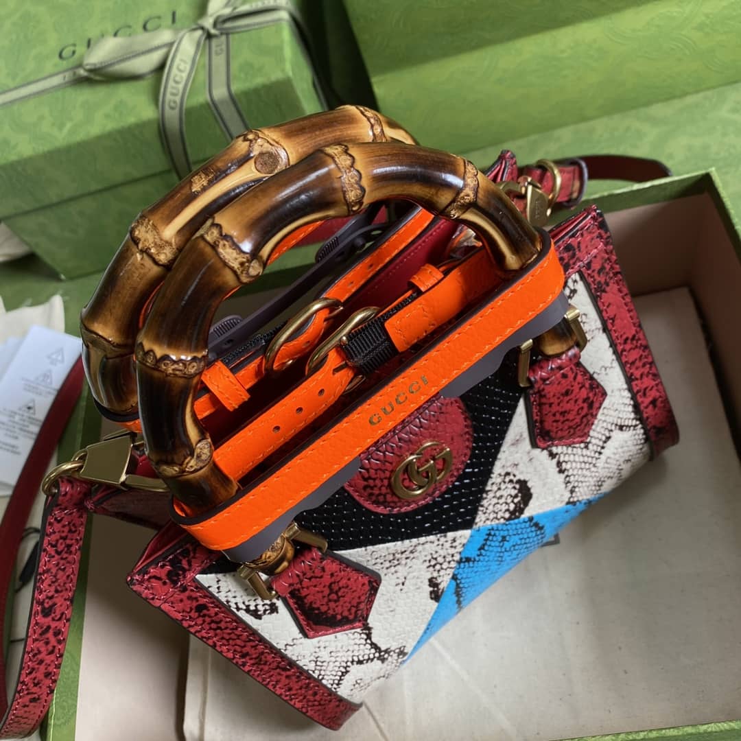 Gvc*1 Diana Mini Bamboo Tote Bag Replica Red 655661