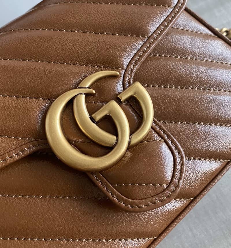 Gvc*1 GG Marmont Mini Top Handle Bag Replica Brown 583571