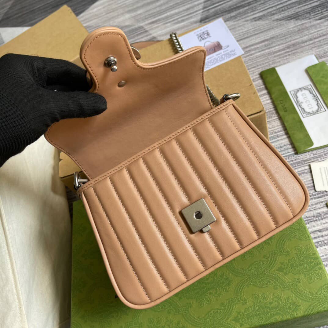 Gvc*1 GG Marmont Mini Top Handle Bag Replica Apricot 583571