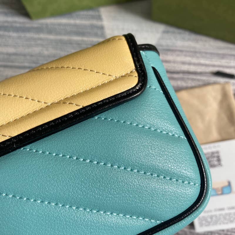 Gvc*1 GG Marmont Mini Matelasse Leather Shoulder Bag Replica Yellow Blue 574969