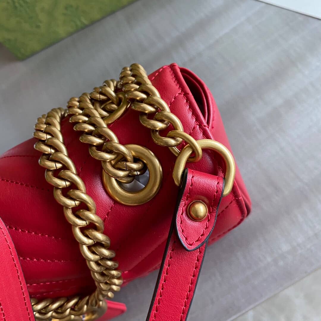 Gvc*1 GG Marmont Matelasse Shoulder Bag Replica Red 443497