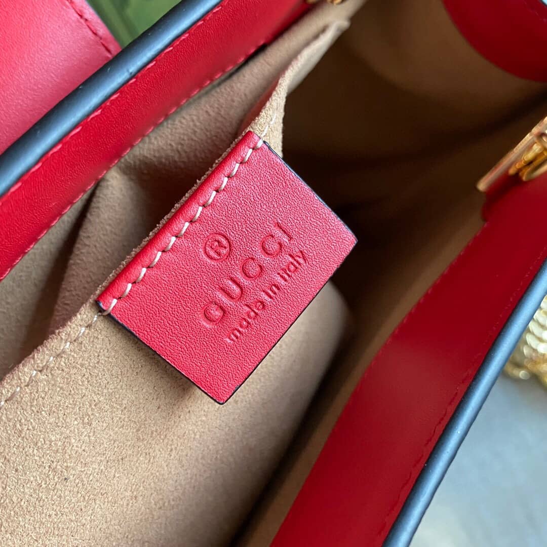 Gvc*1 Padlock Small GG Svp*me Canvas Shoulder Bag Replica Red 498156