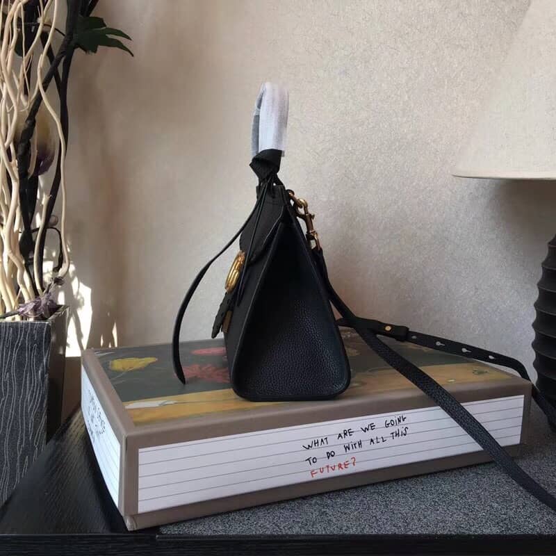 Gvc*1 GG Marmont Leather Top Handle Replica Bag Black 421890