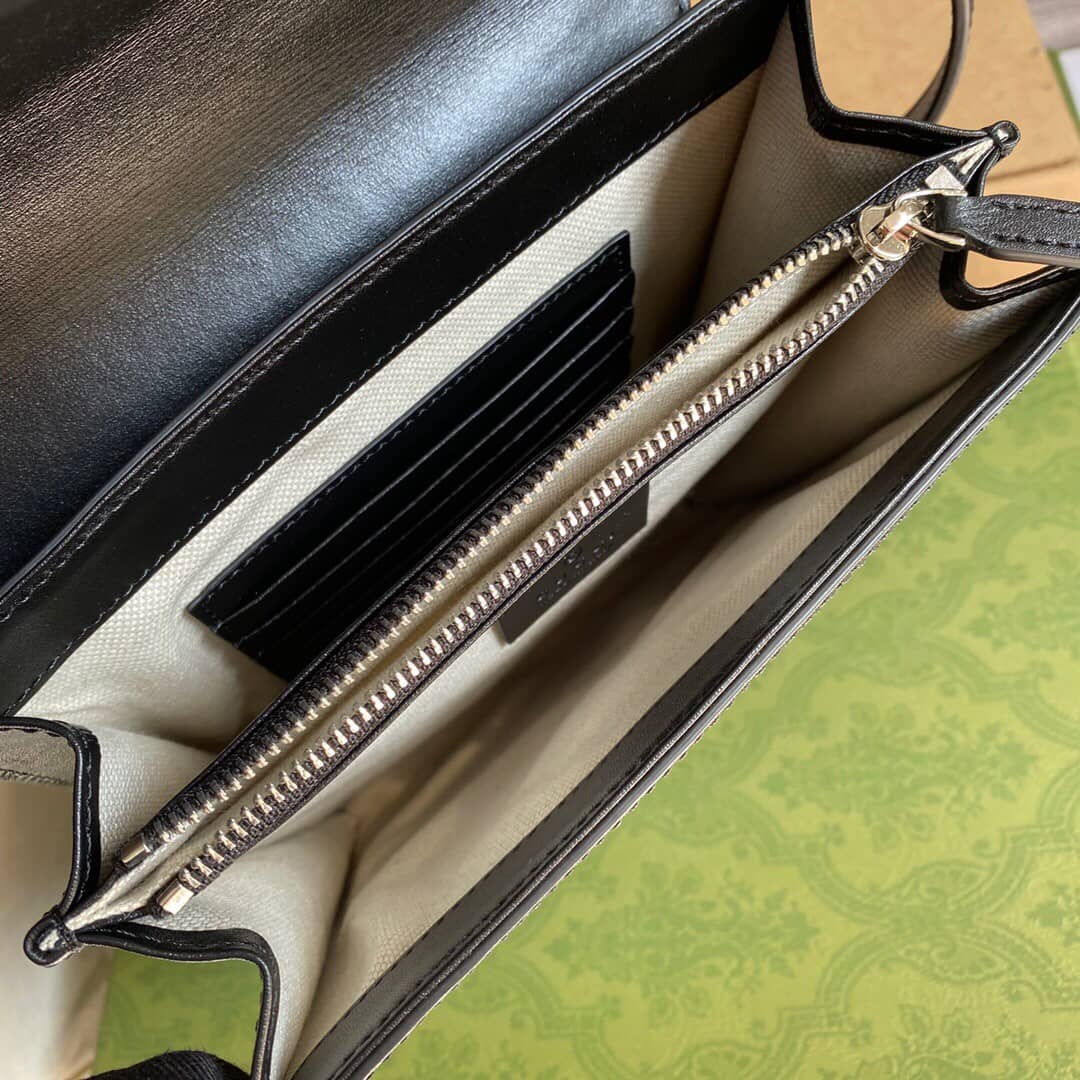 Gvc*1 GG Embossed Leather Shoulder Bag Black 627470