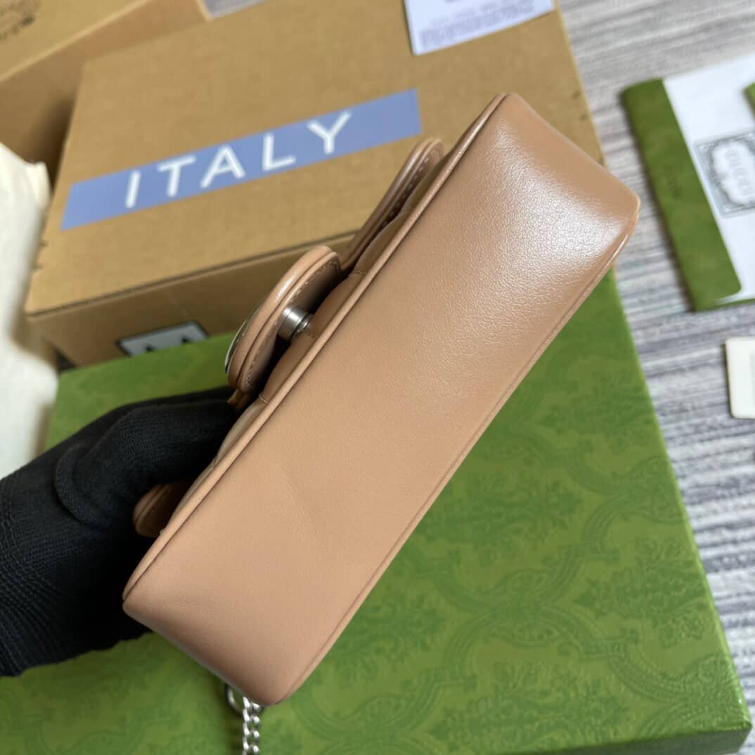 Gvc*1 GG Marmont Matelasse Leather Mini Shoulder Bag Replica Apricot 476433