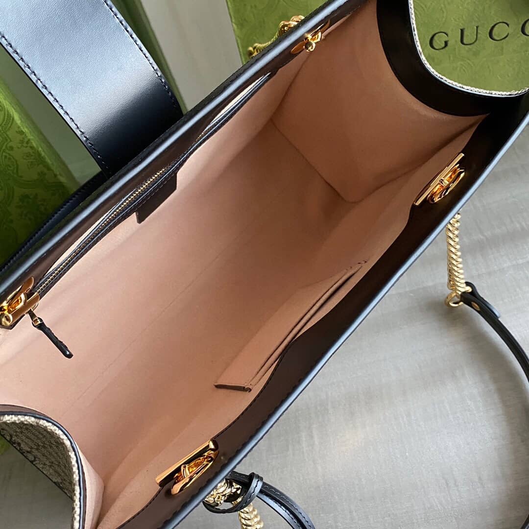 Gvc*1 Padlock Medium GG Svp*me Shoulder Bag Replica Gray Black 479197