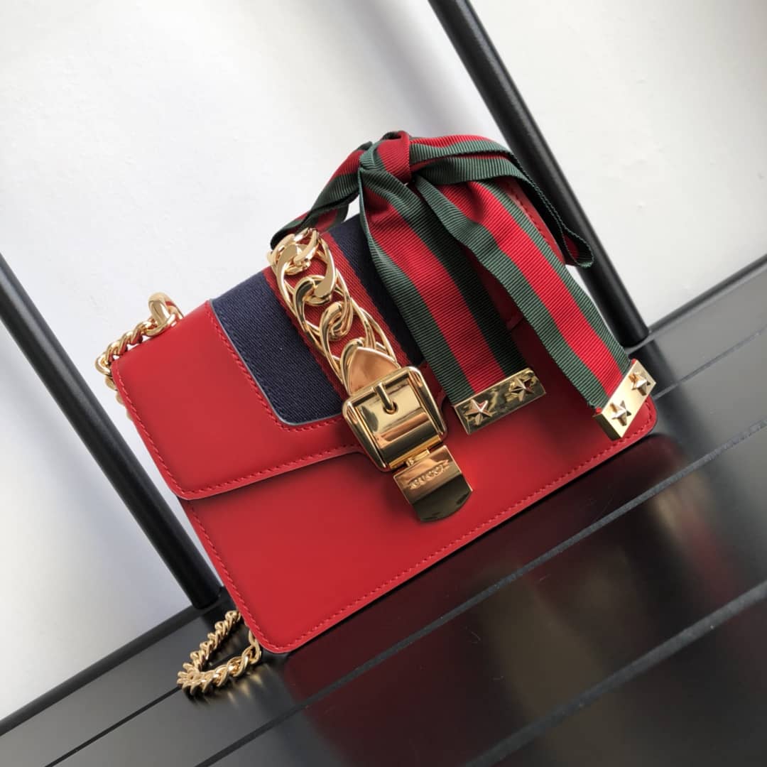 Gvc*1 Sylvie Leather Mini Chain Shoulder Bag Replica Red 431666