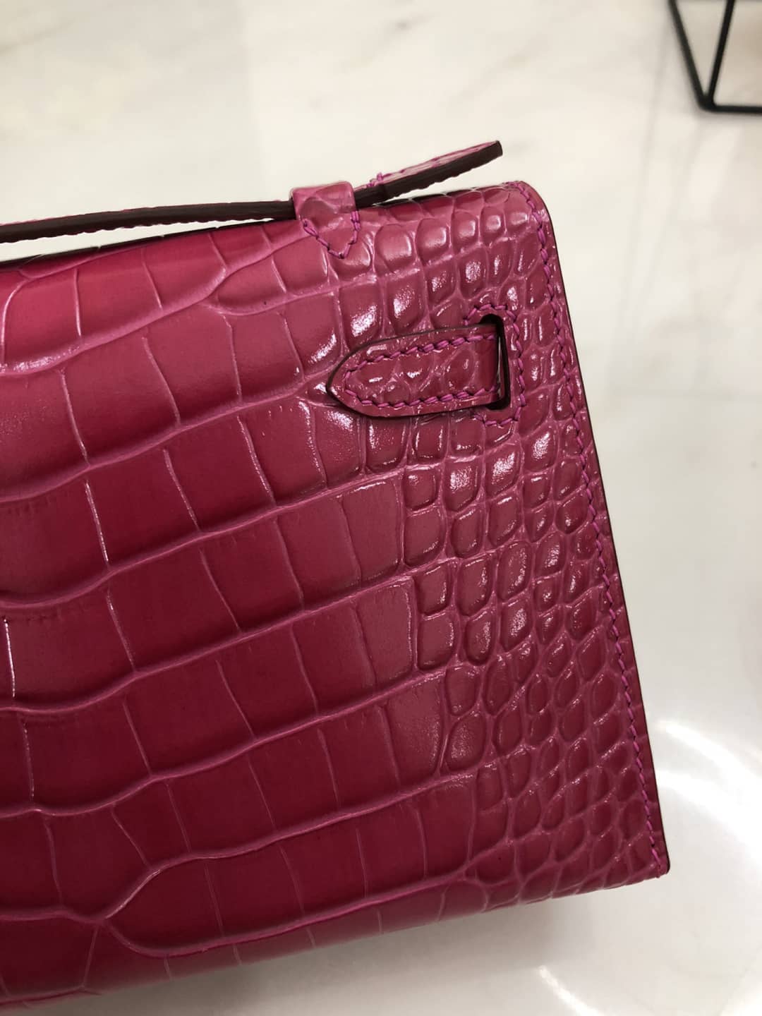 H**me5 Kelly Dupe 22CM Crocodile Shiny Replica Bag