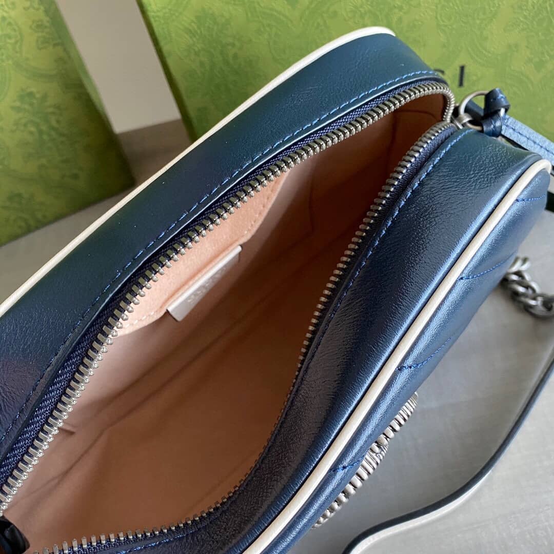 Gvc*1 GG Marmont Small Shoulder Handbag Camera Bag Replica Blue 447632