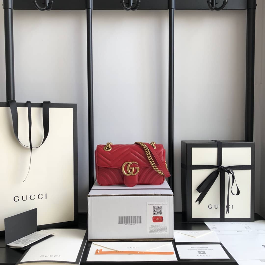 Gvc*1 GG Marmont Mini Matelasse Shoulder Bag Replica Red 446744