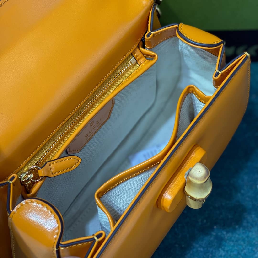 Gvc*1 Bamboo 1947 Small Top Handle Bag 675797 Orange Replica