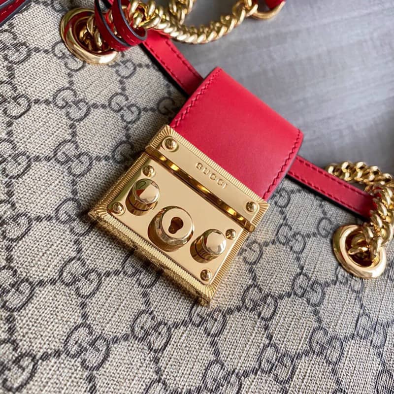 Gvc*1 Padlock Small GG Svp*me Canvas Shoulder Bag Replica Red 498156