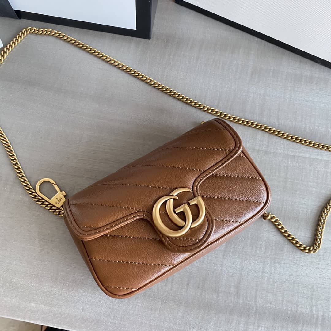 Gvc*1 GG Marmont Matelasse Leather Mini Shoulder Bag Replica Brown 476433