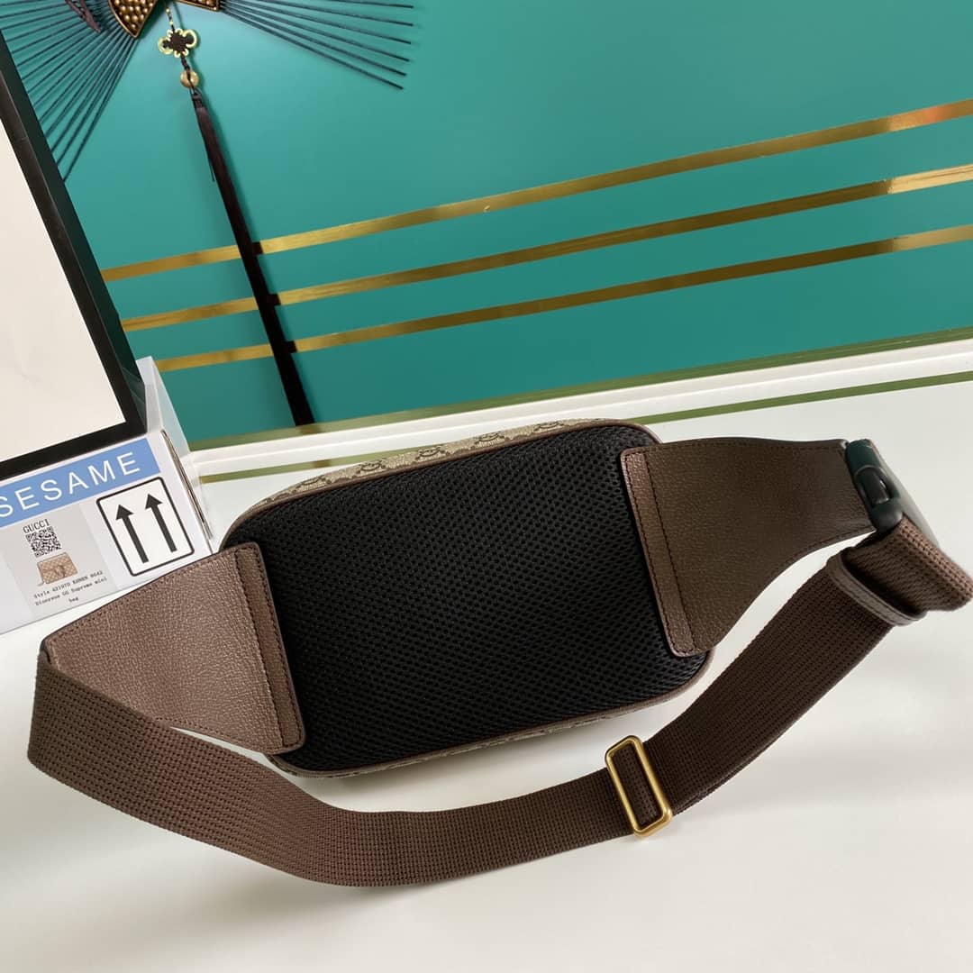 Gvc*1 Ophidia Soft GG Svp*me Belt Bag Ebony Beige Replica 574796