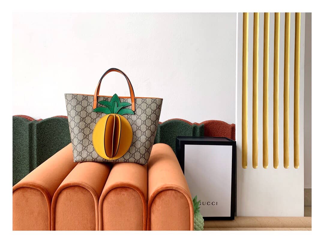 Gvc*1 Children GG Tote With Pineapple Bag Replica Yellow 580840