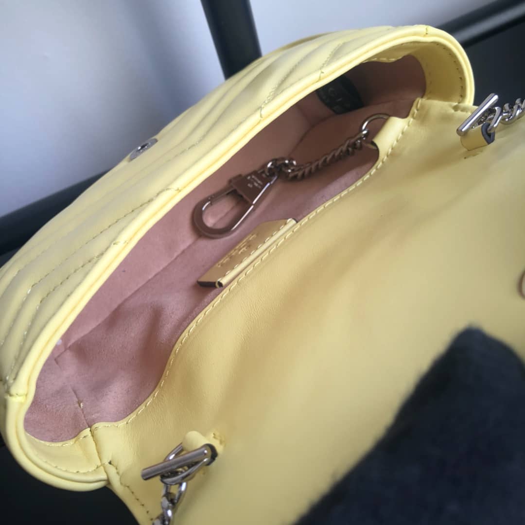 Gvc*1 GG Marmont Matelasse Leather Mini Shoulder Bag Replica Yellow 476433