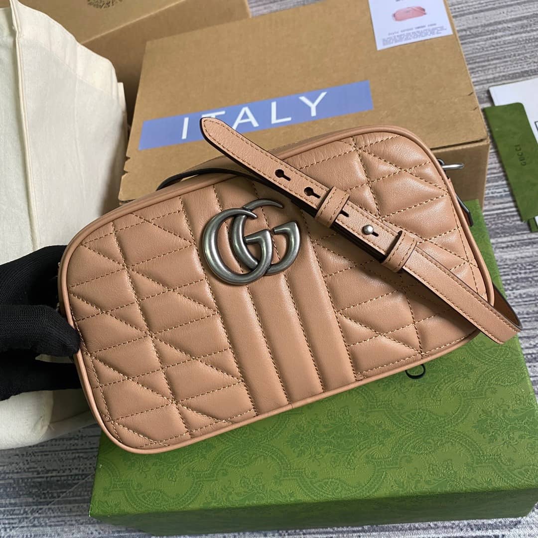 Gvc*1 GG Marmont Small Shoulder Handbag Camera Bag Replica Brown 447632