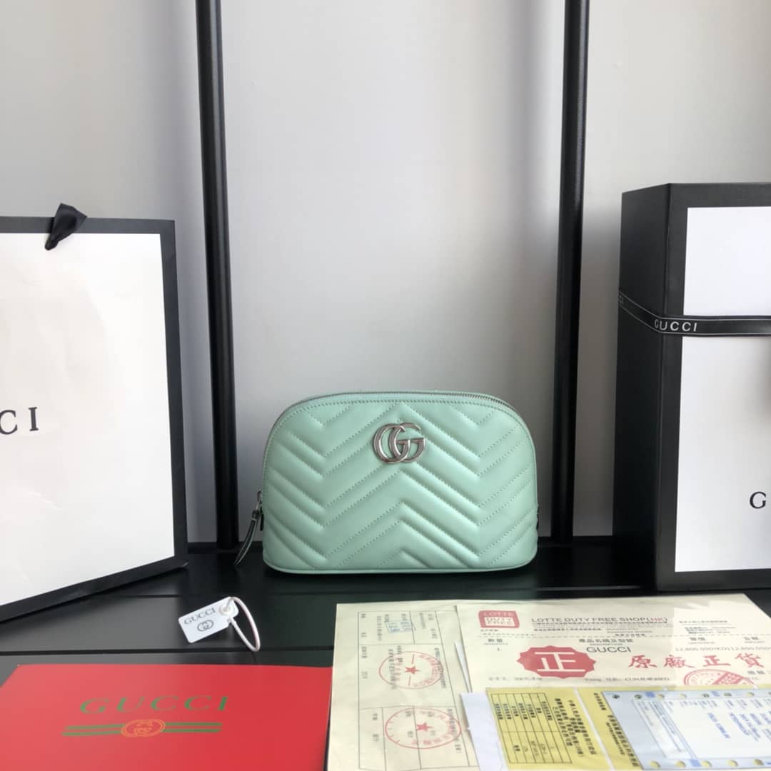 Gvc*1 GG Marmont Quilted Vanity Bag Replica Green 625690