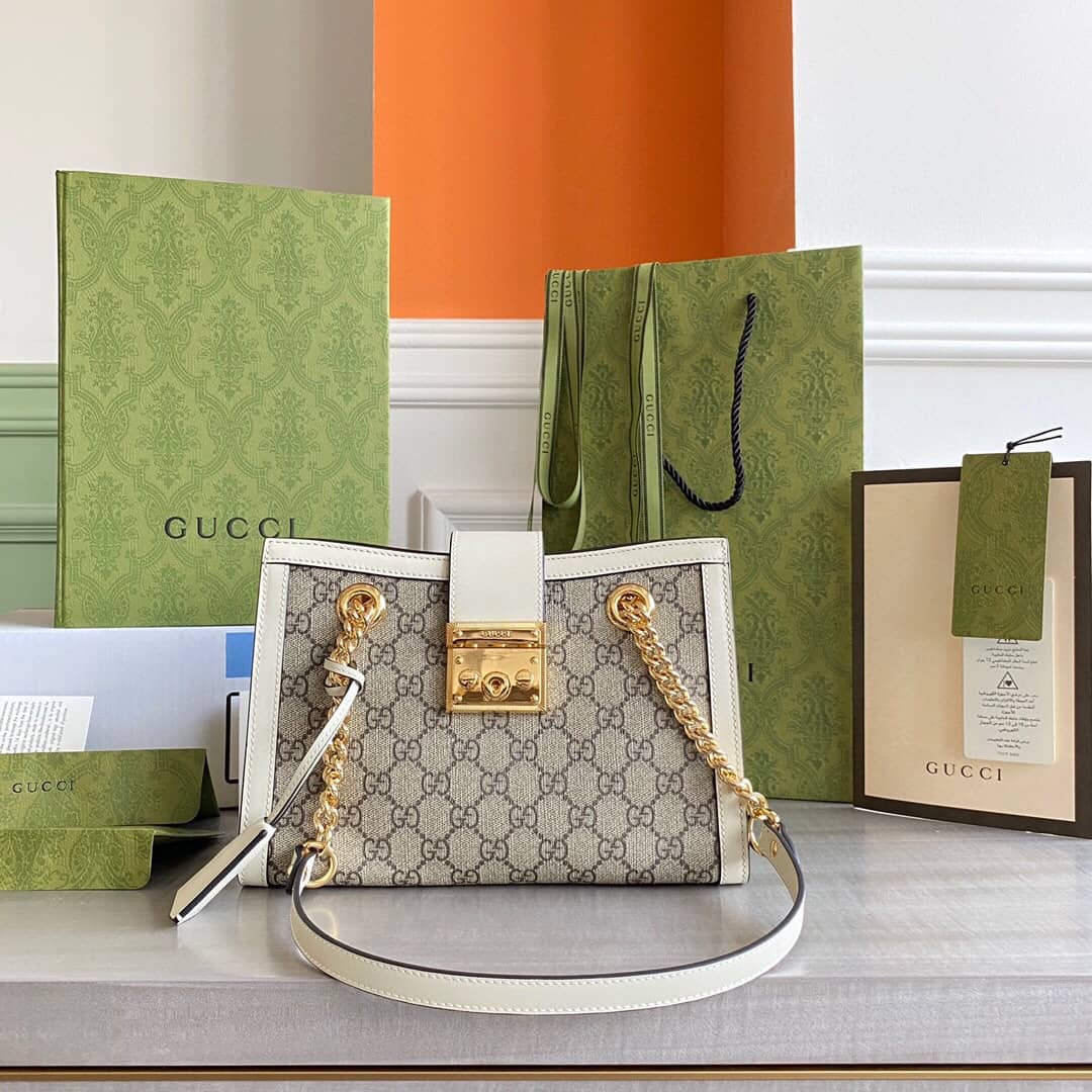 Gvc*1 Padlock Small GG Svp*me Canvas Shoulder Bag Replica White 498156