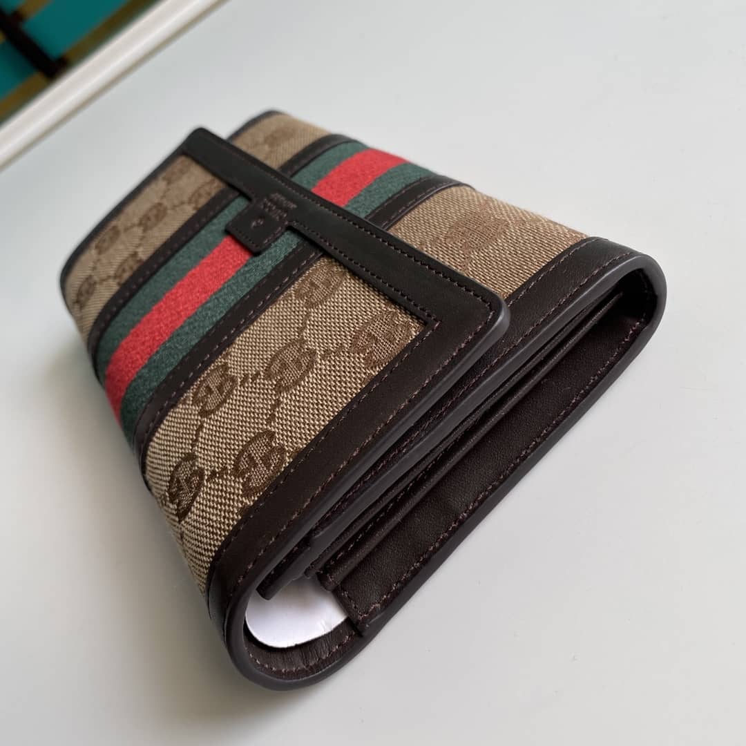 Gvc*1 Monogram Vintage Web Long Button Canvas Wallet