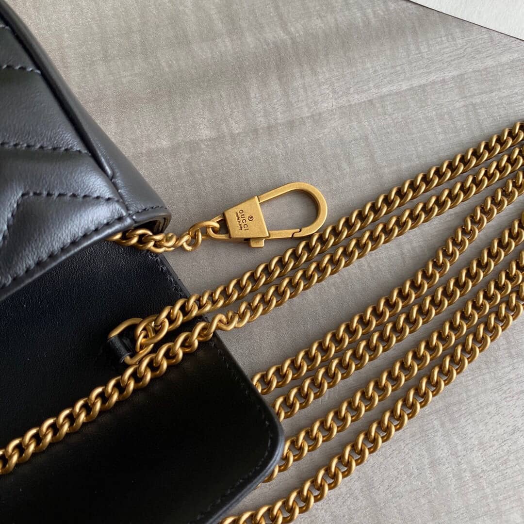 Gvc*1 GG Marmont Matelasse Leather Mini Shoulder Bag Replica Black 476433