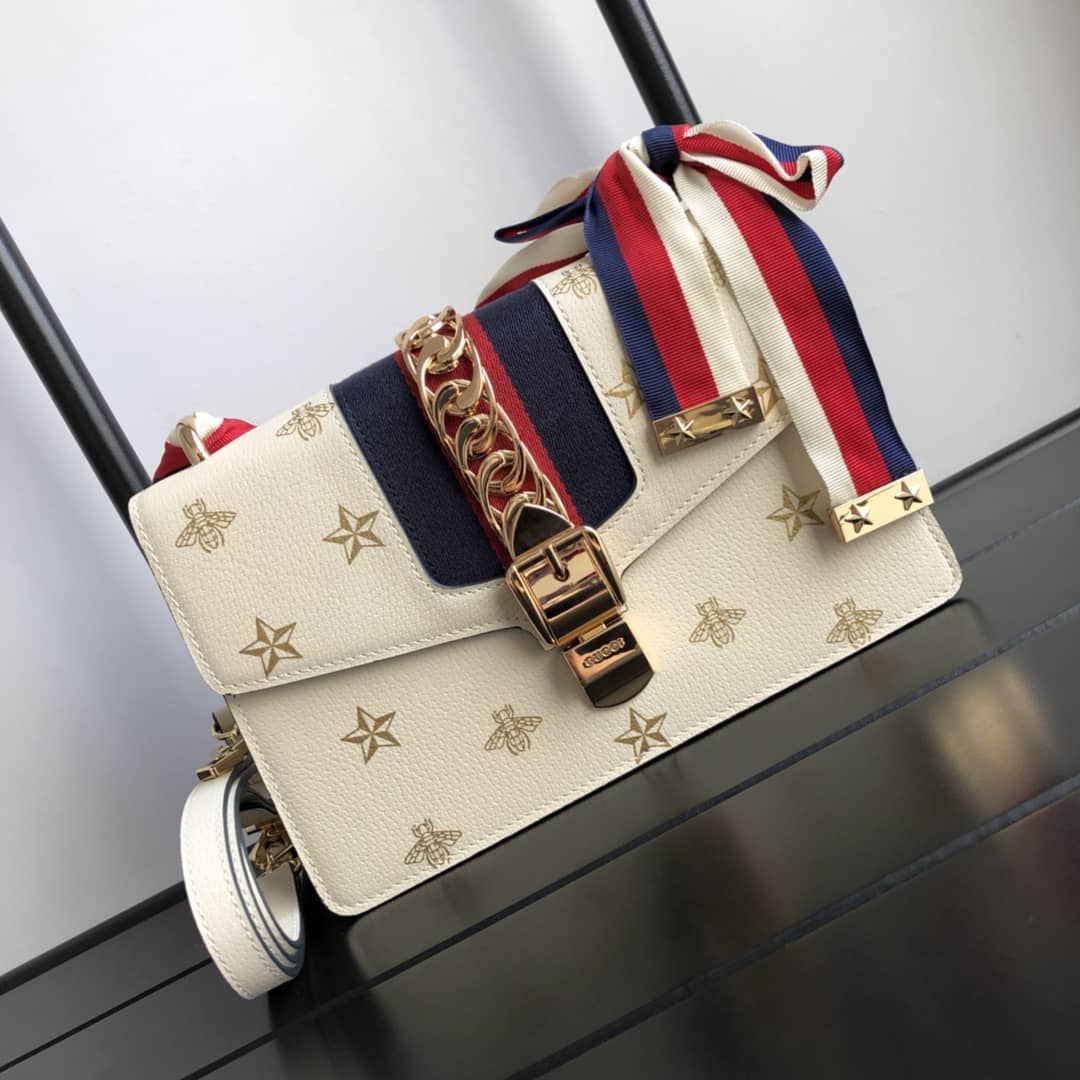 Gvc*1 Sylvie Small Leather Shoulder Bag Replica White 524405